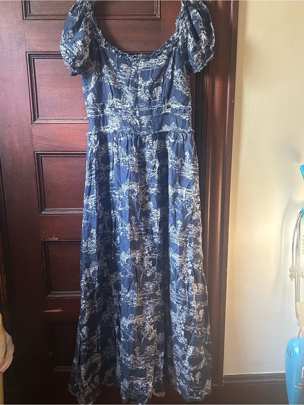 LoveShackFancy Bridget Frayed Maxi Dress Size 8 Puff Sleeve Cottagecore Romantic - Picture 4 of 12